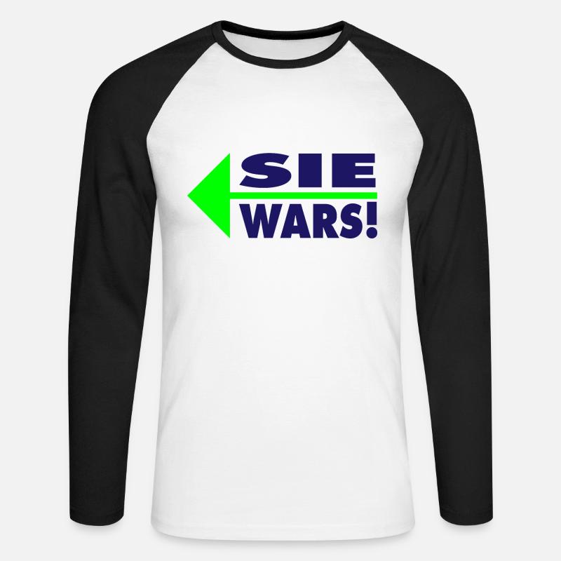 Sie wars! Partner- oder Partyshirt - Unisex Baseballshirt langarm - Weiß/Schwarz