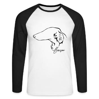 BARSOI Profile Dogs Dog Greyhounds Wilsigns - Unisex Long Sleeve Baseball T-Shirt - white/black - Front - Nik (191cm)