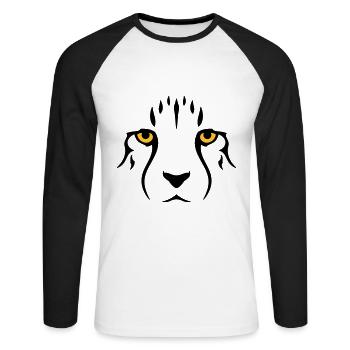 Jeune guépard - T-shirt baseball manches longues Homme - blanc/noir - Devant - Nik (191cm)