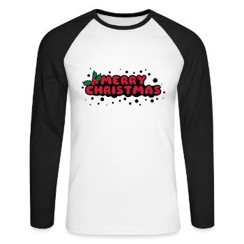 Merry Christmas - T-shirt baseball manches longues Homme - blanc/noir - Devant - Nik (191cm)