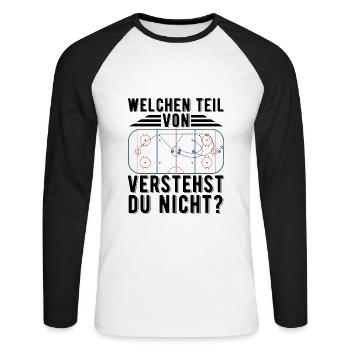 Eishockey | Sport Eishockey Maske Geschenkideen - Unisex Baseballshirt langarm - Weiß/Schwarz - Vorne - Nik (191cm)