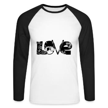 Ski Rider T-Shirts | Apre ski ski area gifts - Unisex Long Sleeve Baseball T-Shirt - white/black - Front - Nik (191cm)