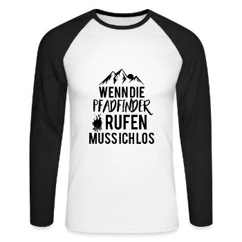 Pfadfinder | Abzeichen Natur Lagerfeuer Geschenke - Unisex Baseballshirt langarm - Weiß/Schwarz - Vorne - Nik (191cm)