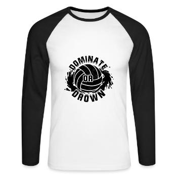 Water polo | Player coach team gifts - Unisex Long Sleeve Baseball T-Shirt - white/black - Front - Nik (191cm)
