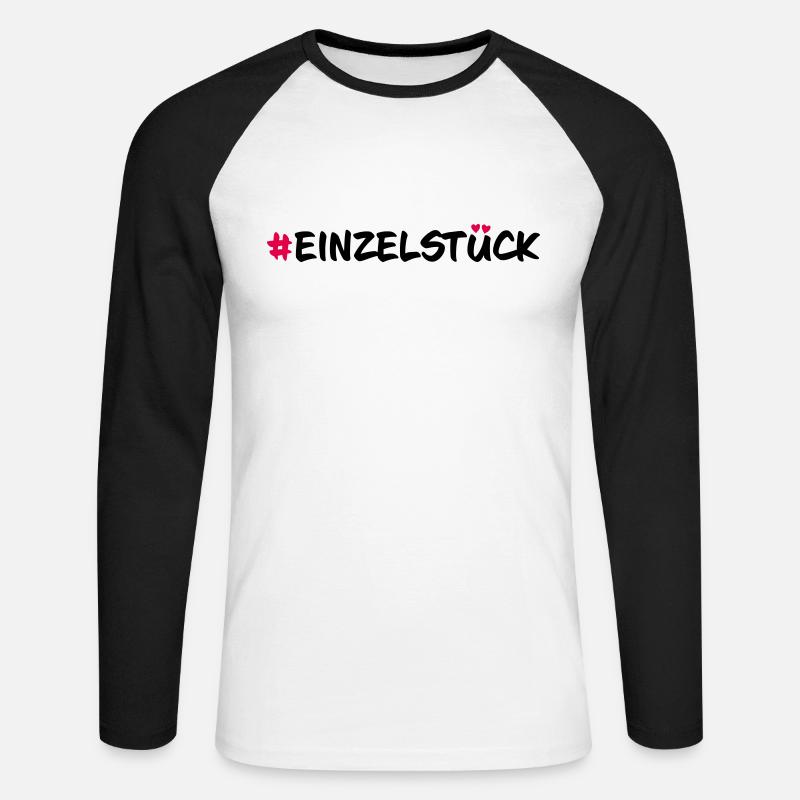 Einzelstück - Unisex Baseballshirt langarm - Weiß/Schwarz
