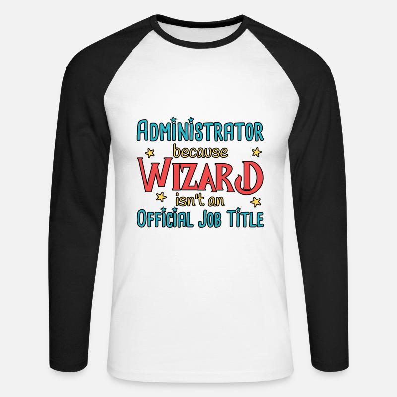 Admin Wizard Administrator - Unisex Long Sleeve Baseball T-Shirt - white/black