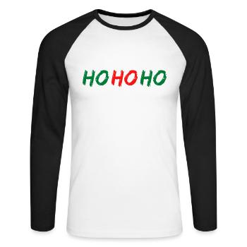 HO HO HO - T-shirt baseball manches longues Homme - blanc/noir - Devant - Nik (191cm)