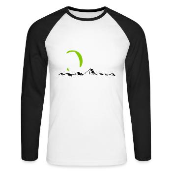 Alpes Parapente - T-shirt baseball manches longues Homme - blanc/noir - Devant - Nik (191cm)