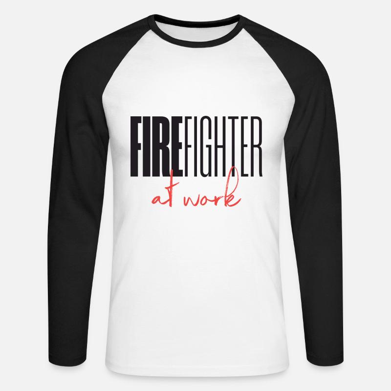 Firefighter at work - Unisex Baseballshirt langarm - Weiß/Schwarz
