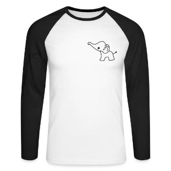 Éléphant mignon bébé éléphant éléphant doux - T-shirt baseball manches longues Homme - blanc/noir - Devant - Nik (191cm)