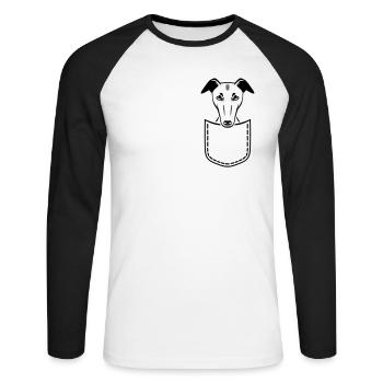 Whippet - Unisex Baseballshirt langarm - Weiß/Schwarz - Vorne - Nik (191cm)