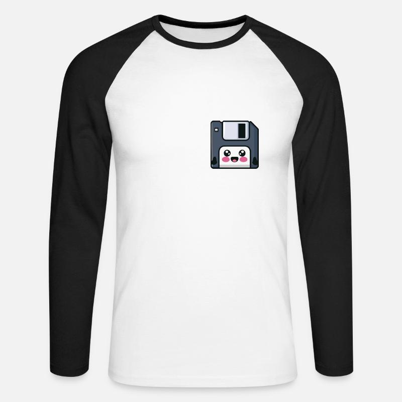 Diskette! Nostalgische Technik! - Unisex Baseballshirt langarm - Weiß/Schwarz