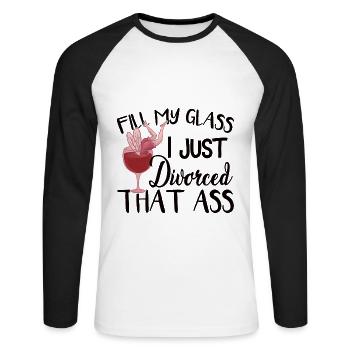 I Just Divorced - Unisex Long Sleeve Baseball T-Shirt - white/black - Front - Nik (191cm)