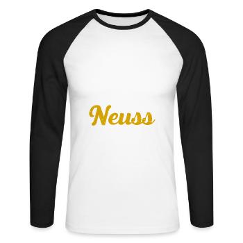 Hier Geboren Hier Aufgewachsen Neuss Ist Meine Hei - Unisex Baseballshirt langarm - Weiß/Schwarz - Vorne - Nik (191cm)