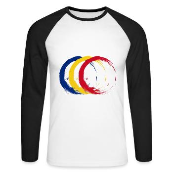 Drapeau de la Roumanie - T-shirt baseball manches longues Homme - blanc/noir - Devant - Nik (191cm)