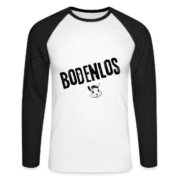 Bodenlos-Mode | Jugendwort - Unisex Baseballshirt langarm - Weiß/Schwarz - Vorne - Nik (191cm)