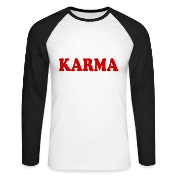 Karma - T-shirt baseball manches longues Homme - blanc/noir - Devant - Nik (191cm)
