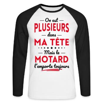 Plusieurs dans tête le Motard l'emporte toujours - T-shirt baseball manches longues Homme - blanc/noir - Devant - Nik (191cm)