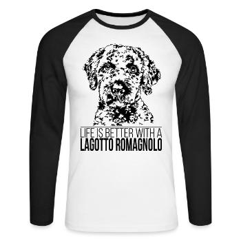 LAGOTTO ROMAGNOLO life is better Hunde Wilsigns - Unisex Long Sleeve Baseball T-Shirt - white/black - Front - Nik (191cm)