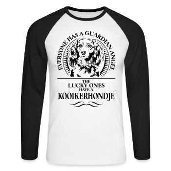 KOOIKERHONDJE Guardian Angel Chien Disant WILSIGNS - T-shirt baseball manches longues Homme - blanc/noir - Devant - Nik (191cm)
