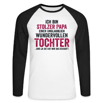 Dad Father Father's Day Daughter - Unisex Long Sleeve Baseball T-Shirt - white/black - Front - Nik (191cm)
