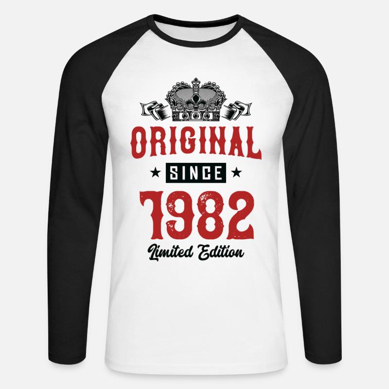 1982 limited edition - Unisex Baseballshirt langarm - Weiß/Schwarz