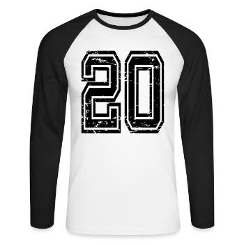 20 Denizli used look - Unisex Baseballshirt langarm - Weiß/Schwarz - Vorne - Nik (191cm)