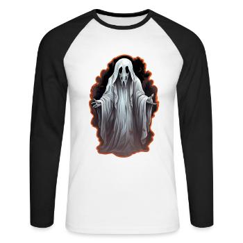 Halloween Ghost - Unisex Long Sleeve Baseball T-Shirt - white/black - Front - Nik (191cm)