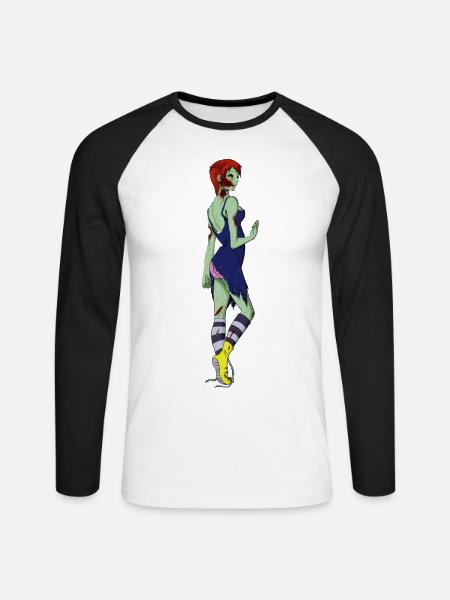 Zombie Lady - Unisex Baseballshirt langarm - Weiß/Schwarz