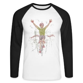 cyclist finish line art expresionist - Unisex Long Sleeve Baseball T-Shirt - white/black - Front - Nik (191cm)