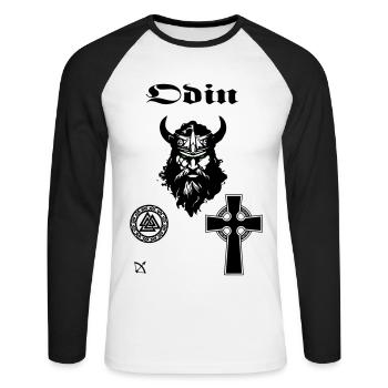 Odin 1 - Unisex Baseballshirt langarm - Weiß/Schwarz - Vorne - Nik (191cm)
