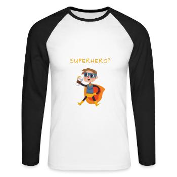 Coffee Superhero Question Addicted Liar Caffeine - Unisex Long Sleeve Baseball T-Shirt - white/black - Front - Nik (191cm)
