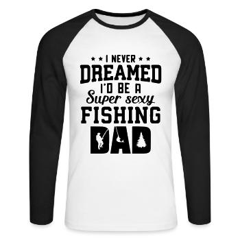 Papa pêcheur - T-shirt baseball manches longues Homme - blanc/noir - Devant - Nik (191cm)