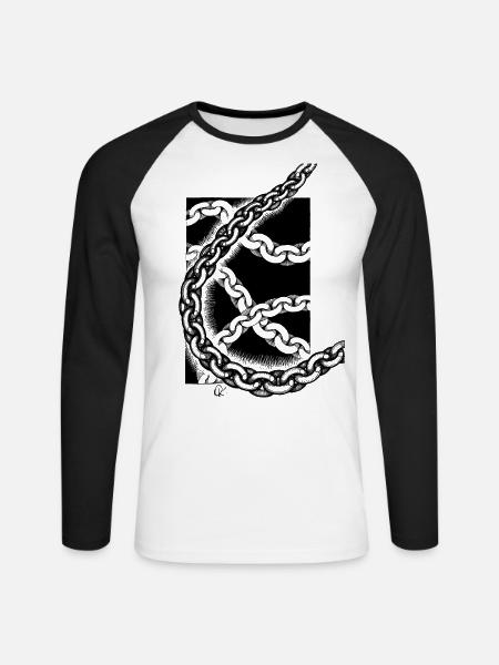 Ketten schwarz weiß - Unisex Baseballshirt langarm - Weiß/Schwarz