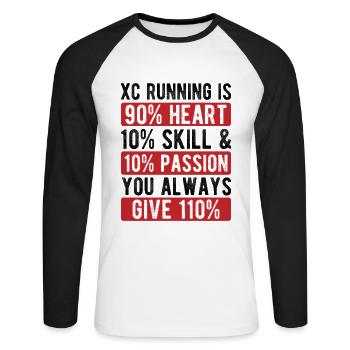 XC Running Gifts - Perfect XC Runner Design Idea - Unisex Baseballshirt langarm - Weiß/Schwarz - Vorne - Nik (191cm)