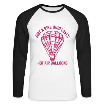 Heißluftballon & Ballon Fahrer Geschenk - Unisex Baseballshirt langarm - Weiß/Schwarz - Vorne - Nik (191cm)
