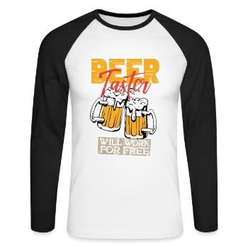Feiern Bier Party Spruch I Biertrinken - Unisex Baseballshirt langarm - Weiß/Schwarz - Vorne - Nik (191cm)