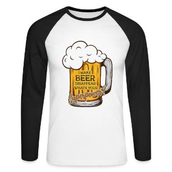 Feiern Bier Party Spruch I Biertrinken - Unisex Baseballshirt langarm - Weiß/Schwarz - Vorne - Nik (191cm)