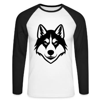 Husky Dog Head - Unisex Long Sleeve Baseball T-Shirt - white/black - Front - Nik (191cm)