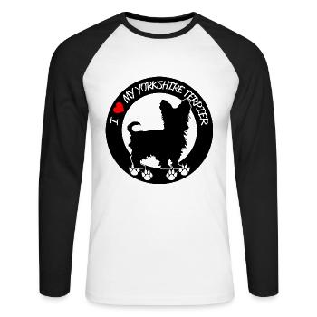 Yorkshire Dog Funny Graphic - Unisex Long Sleeve Baseball T-Shirt - white/black - Front - Nik (191cm)