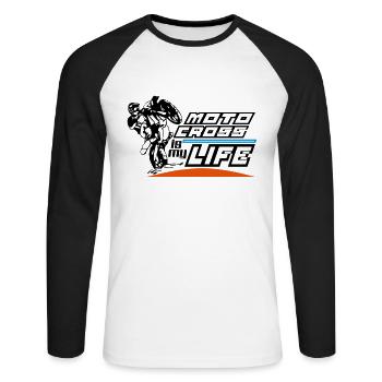 motocross is my life - Unisex Long Sleeve Baseball T-Shirt - white/black - Front - Nik (191cm)