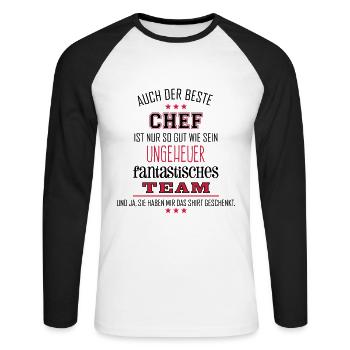 Bester Chef fantastisches Team T-Shirt - Unisex Baseballshirt langarm - Weiß/Schwarz - Vorne - Nik (191cm)