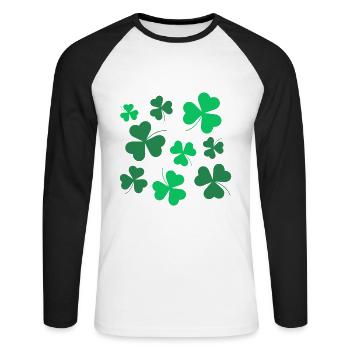 Shamrock, Clover, Irish, Spring, St Patrick's Day - Unisex Long Sleeve Baseball T-Shirt - white/black - Front - Nik (191cm)