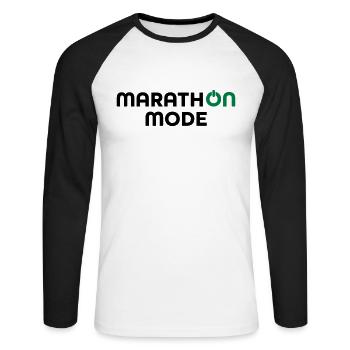 Marathon - Unisex Baseballshirt langarm - Weiß/Schwarz - Vorne - Nik (191cm)