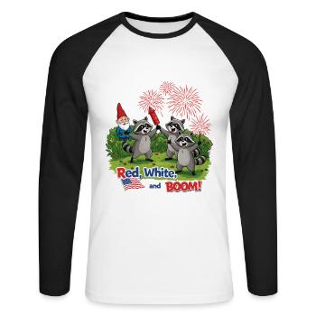Raccoon 4th of July Fireworks Party - Unisex Long Sleeve Baseball T-Shirt - white/black - Front - Nik (191cm)