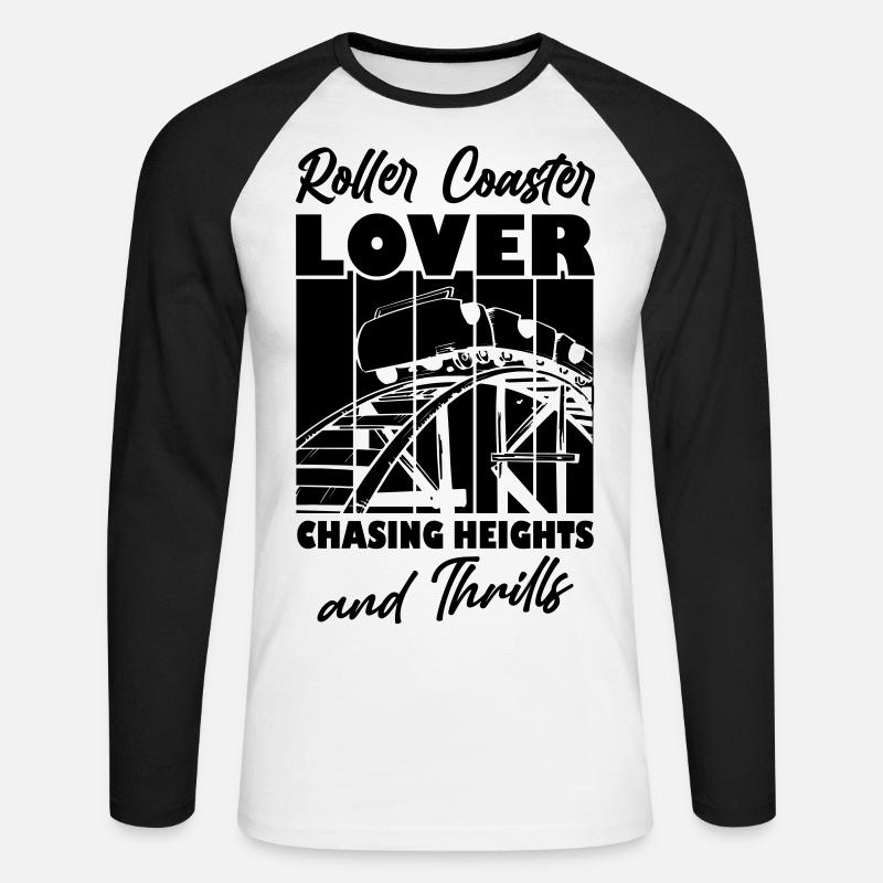 Roller Coaster Lovers - Unisex Long Sleeve Baseball T-Shirt - white/black