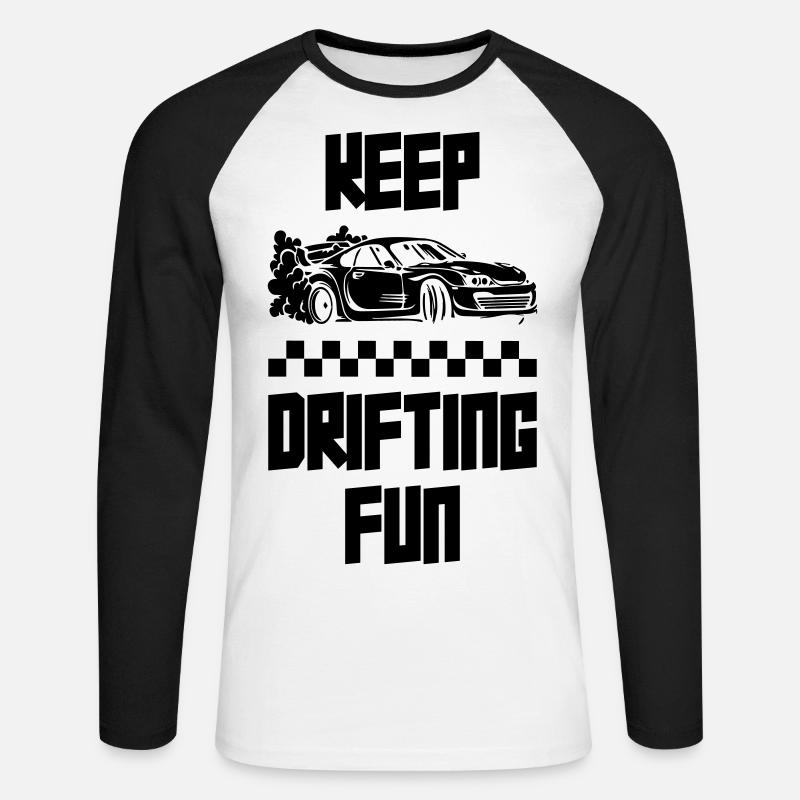 Keep Drifting Fun - Unisex Baseballshirt langarm - Weiß/Schwarz