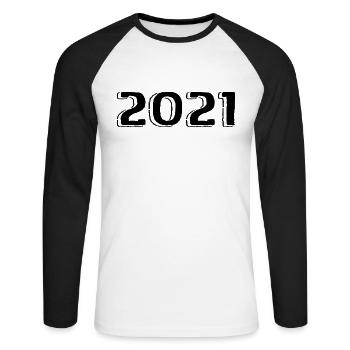 Jahrgang 2021 geboren Geburtstag Retro 2021 - Unisex Baseballshirt langarm - Weiß/Schwarz - Vorne - Nik (191cm)
