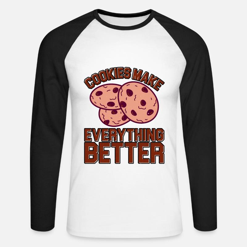 Cookies Make Everything Better 5 - Unisex Baseballshirt langarm - Weiß/Schwarz