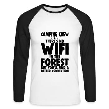 Camping Crew, There's No Wifi In The Forest 4 - Unisex Baseballshirt langarm - Weiß/Schwarz - Vorne - Nik (191cm)